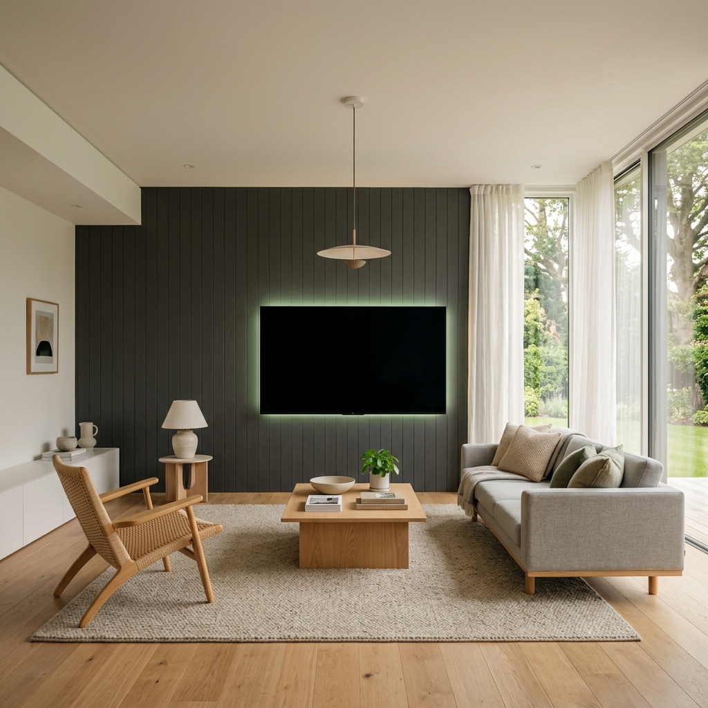 Mounted TV living room